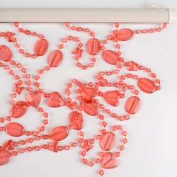 Штора декоративная пластик сердечки бабочки 90х175см красная