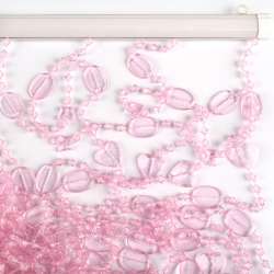 Штора декоративная пластик сердечки бабочки 90х175см розовая светлая