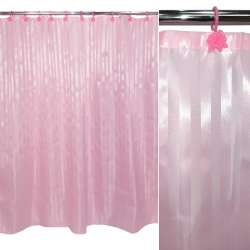 Шторка для ванної жаккардовая смужка 178х183 см рожева