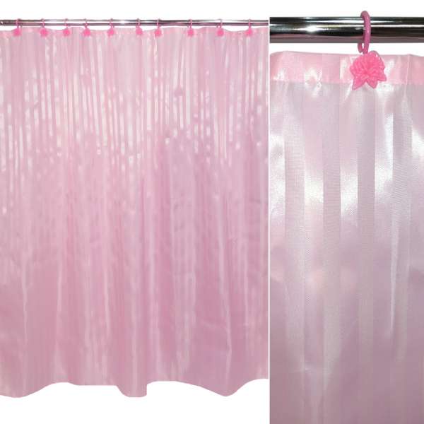 Шторка для ванної жаккардовая смужка 178х183 см рожева