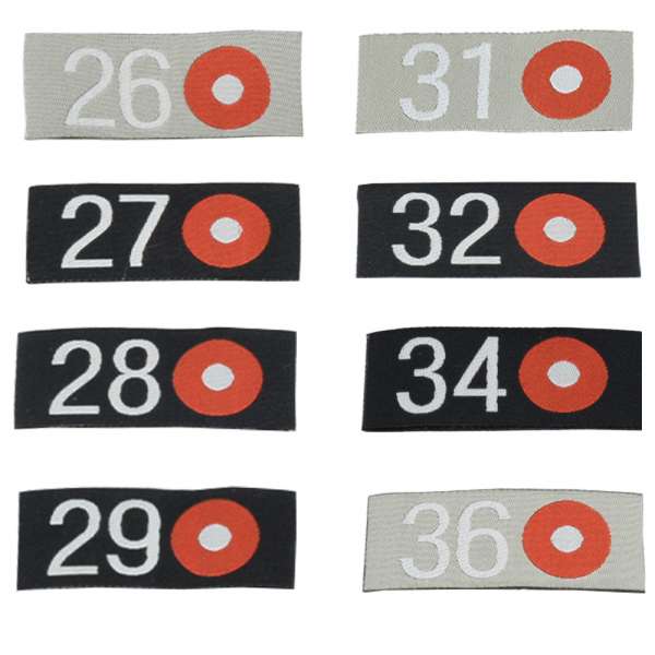 Термоаппликация бирка размерник 50х20мм с точкой красной