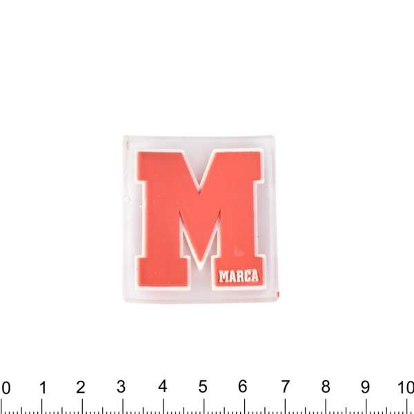 Нашивка силиконовая Буква М 40х40мм красная
