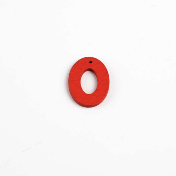 Пришивной декор цифра 0 красная, 25мм