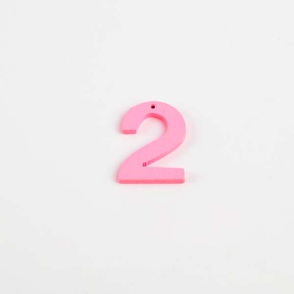 Пришивной декор цифра 2 розовая, 25мм
