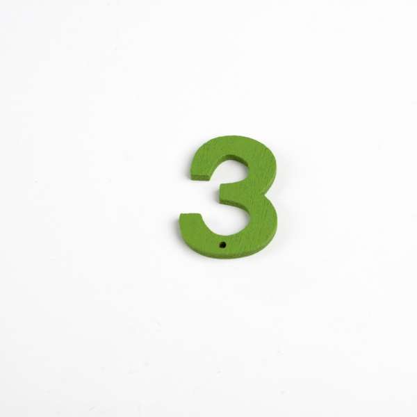 Пришивной декор цифра 3 зеленая, 25мм