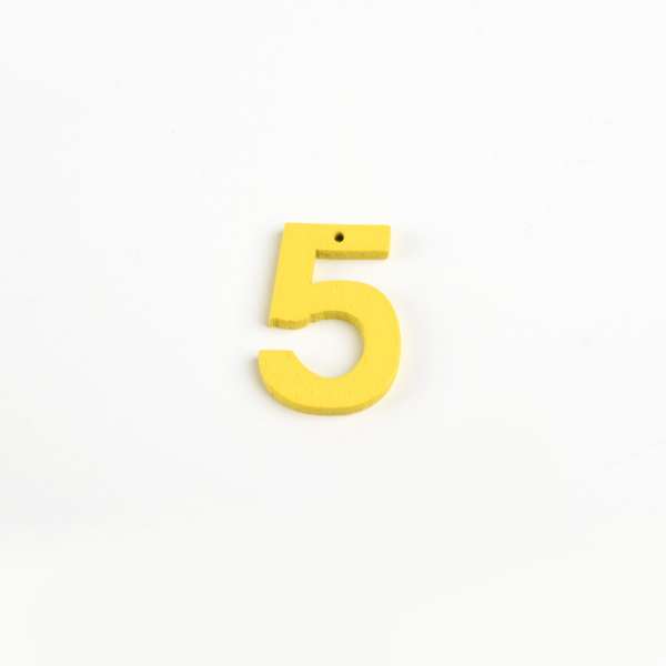 Пришивной декор цифра 5 желтая, 25мм