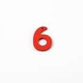 Пришивной декор цифра 6 красная, 25мм