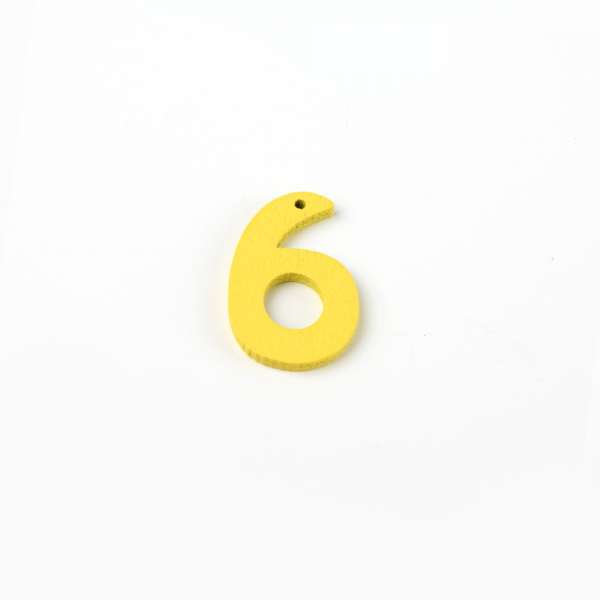 Пришивной декор цифра 6 желтая, 25мм