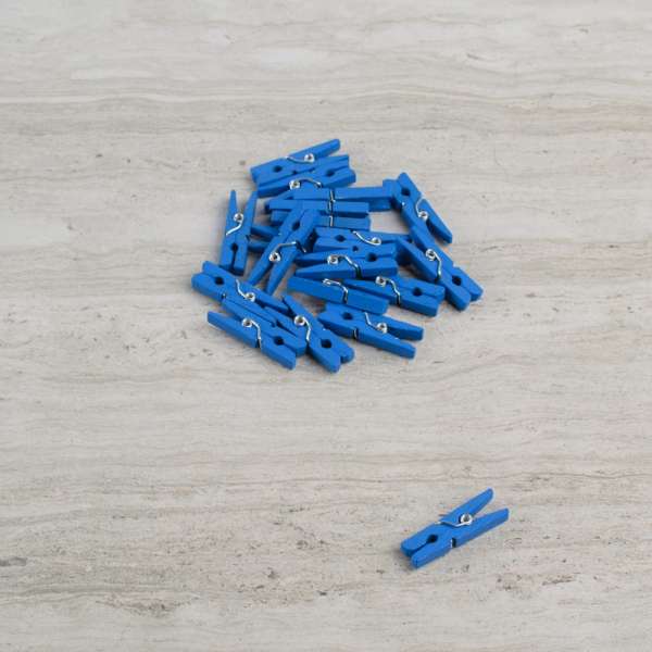 Пришивной декор прищепка синяя, 25мм