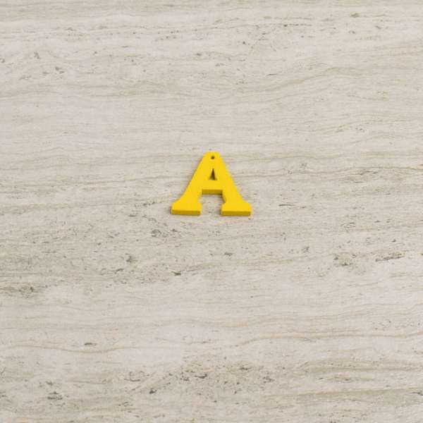 Пришивной декор буква A желтая, 25мм