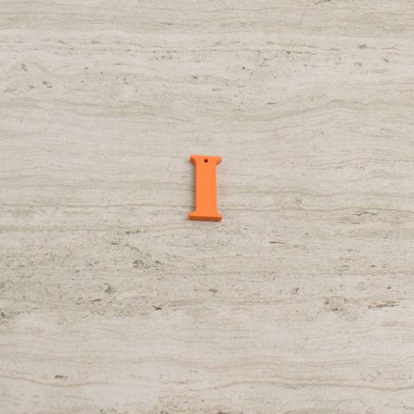 Пришивной декор буква I оранжевая, 25мм