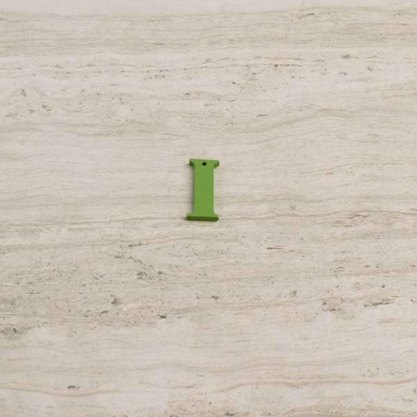 Пришивной декор буква I зеленая, 25мм