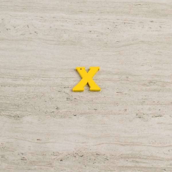Пришивной декор буква X желтая, 25мм