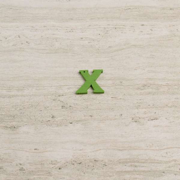Пришивной декор буква X зеленая, 25мм