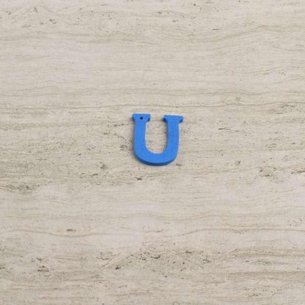 Пришивной декор буква U синяя, 25мм