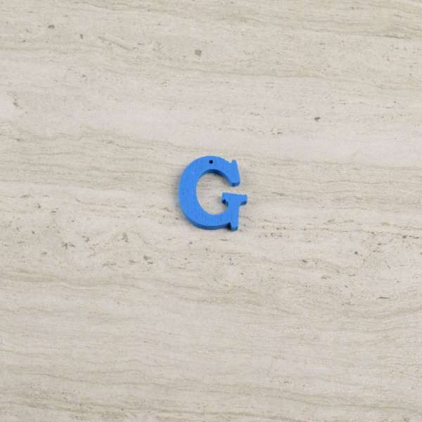 Пришивной декор буква G синяя, 25мм