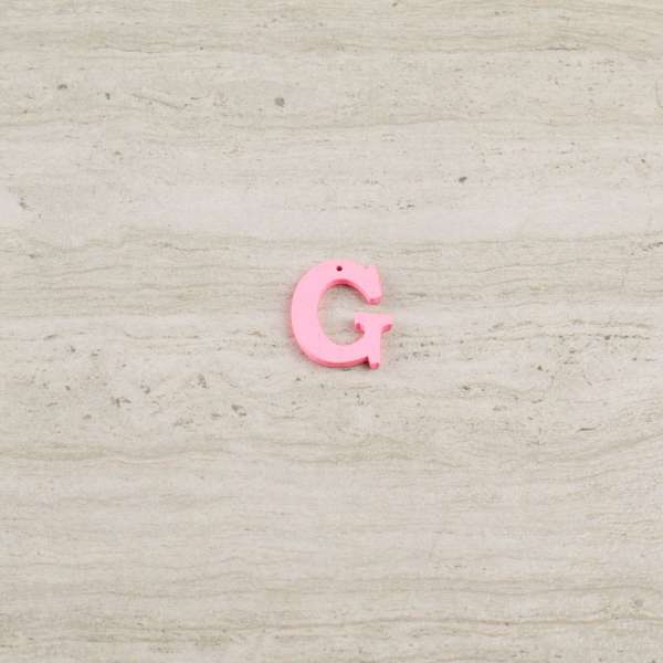Пришивной декор буква G розовая, 25мм