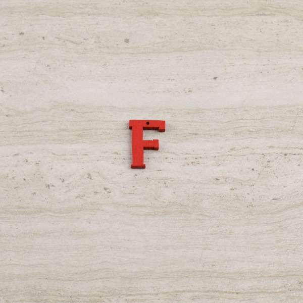 Пришивной декор буква F красная, 25мм