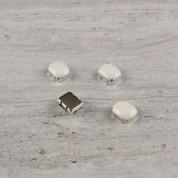 Украшение пришивное "прямоугольная страза выпуклая, белая" 10*8 мм