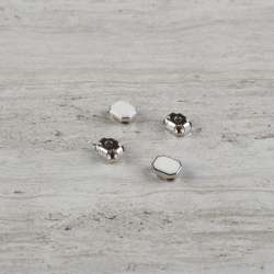 Украшение пришивное "прямоугольная страза, белая" 10*8 мм