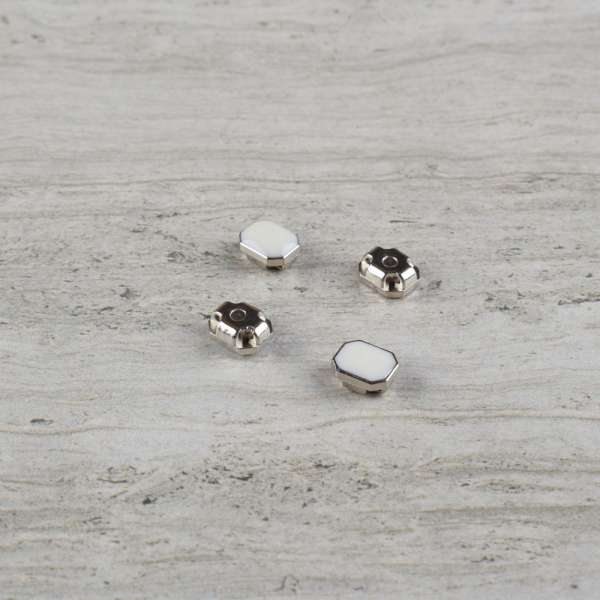 Украшение пришивное "прямоугольная страза, белая" 10*8 мм