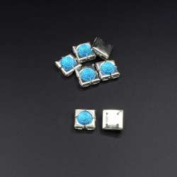 Украшение пришивное металлическое с бирюзовой серединой