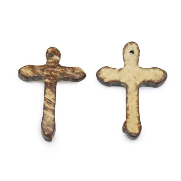 Пришивной декор кокос крестик 48х30 мм