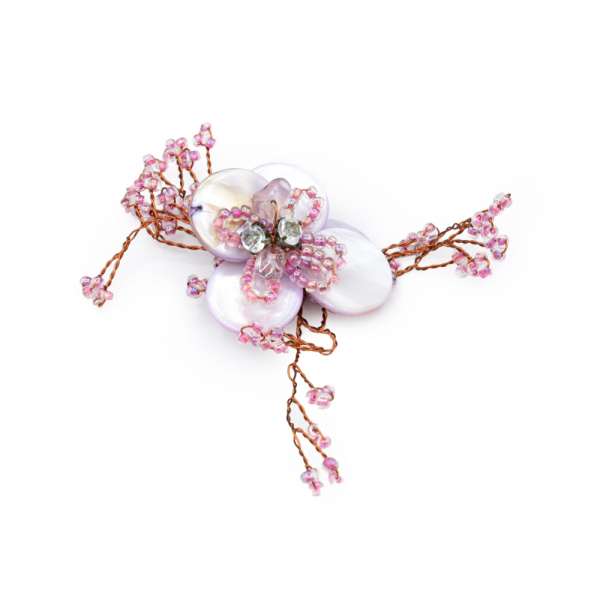 Пришивной декор цветок 80х60мм из ракушки и бисера