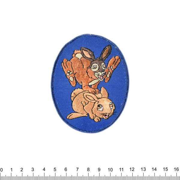 Термоаппликация Зайчики на фоне синем 70х90мм