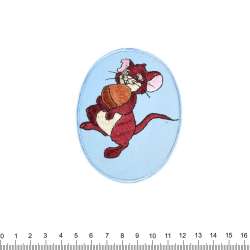 Термоаппликация Мышка с желудем на фонеголубом 70х90мм