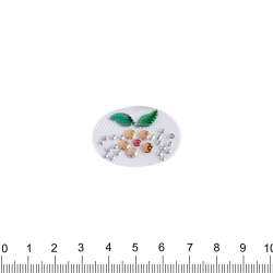 Термоапликация стразы металл Цветок с листиком 20х30мм многоцветная