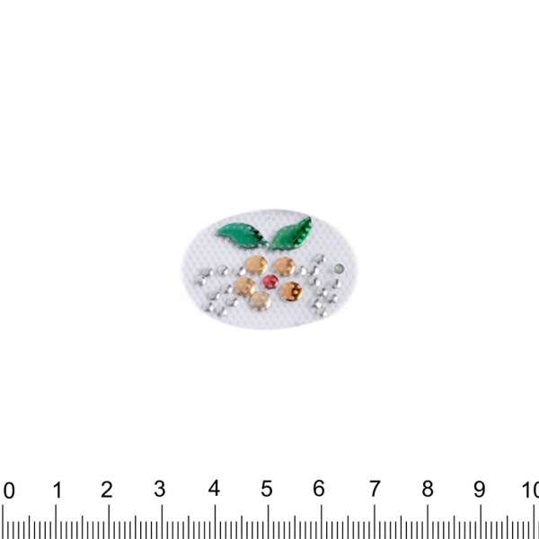 Термоапликация стразы металл Цветок с листиком 20х30мм многоцветная