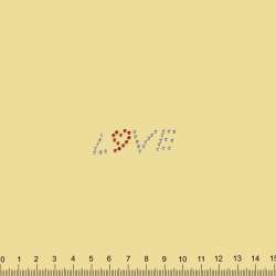 Термоапликация стразы металл LOVE 20х40мм серребристо-красная