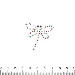 Термоапликация стразы металл Стрекоза 35х40мм разноцветная