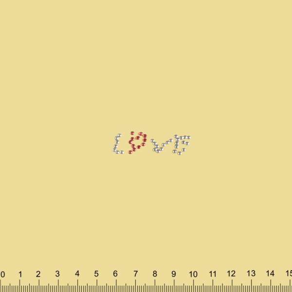 Термоапликация стразы металл LOVE 10х40мм серебристо-красная