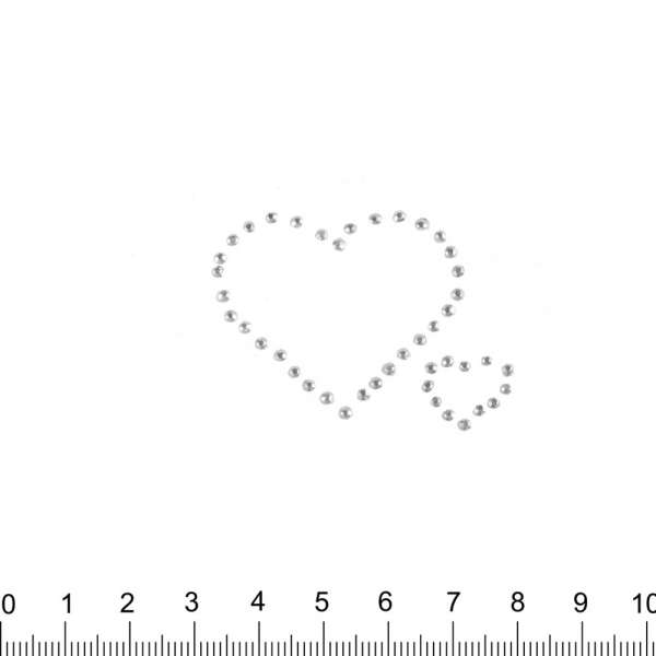 Термоапликация стразы металл Сердца 40х50мм серебристая