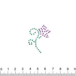 Термоапликация стразы металл Цветок 30х40мм фиолетово-зеленая