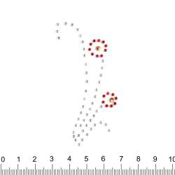 Термоапликация стразы металл Цветок 30х80мм красно-серебристая