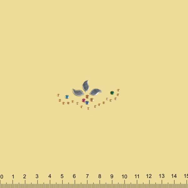Термоапликация стразы металл Листики 25х50мм разноцветная