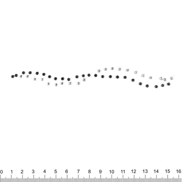 Термоапликация стразы металл Волна 20х150мм черно-серебристая