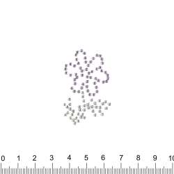Термоапликация стразы металл Цветок с листиком 30х45мм сиренево-серебристая
