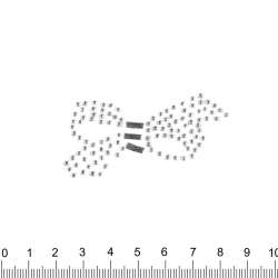 Термоапликация стразы металл Бантик 40х60мм серебристая