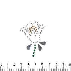 Термоапликация стразы металл Тюльпан 35х50мм серебристо-зеленая