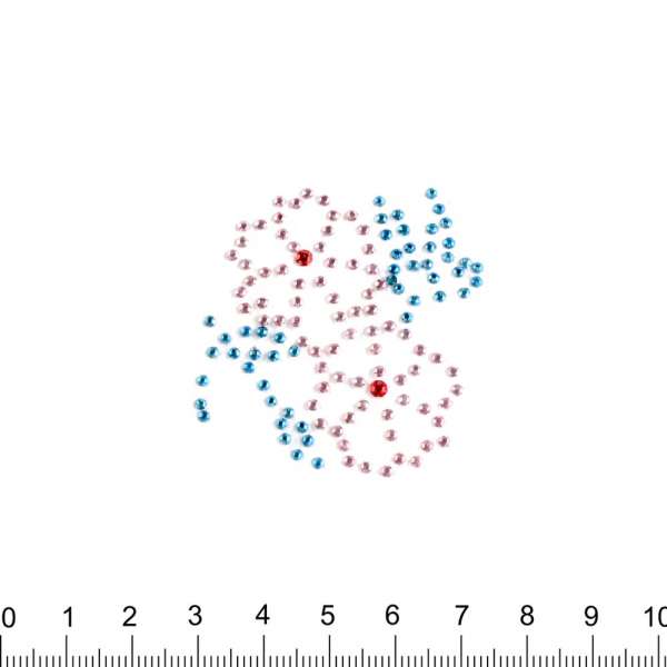 Термоапликация стразы металл Цветок 50х50мм розово-голубая