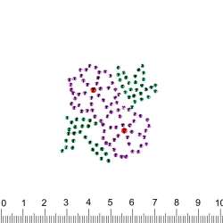 Термоапликация стразы металл Цветы 50х50мм фиолетово-зеленая
