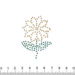 Термоапликация стразы металл Цветок 40х60мм золотоисто-зеленая