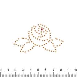 Термоапликация стразы металл Роза 40х70мм золотистая