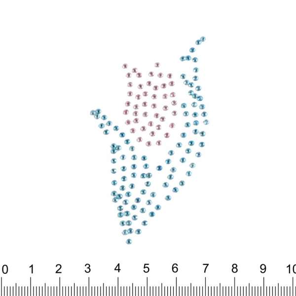 Термоапликация стразы металл Тюльпан 40х60мм розово-голубая