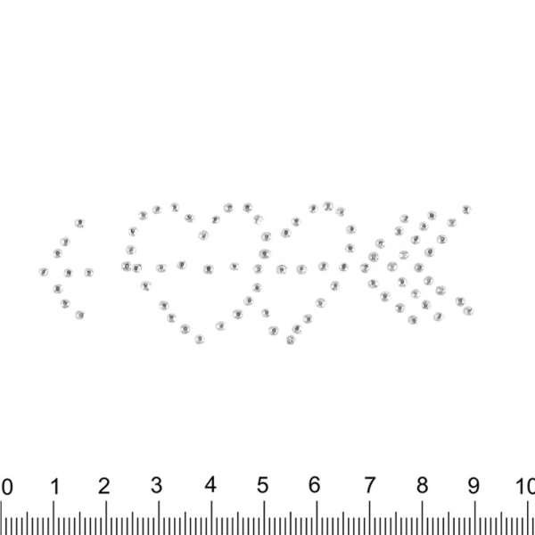 Термоапликация стразы металл Сердца со стрелой 30х80мм серебристая