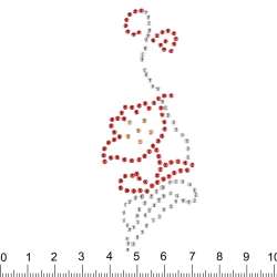 Термоапликация стразы металл Цветок 35х100мм красно-серебристая